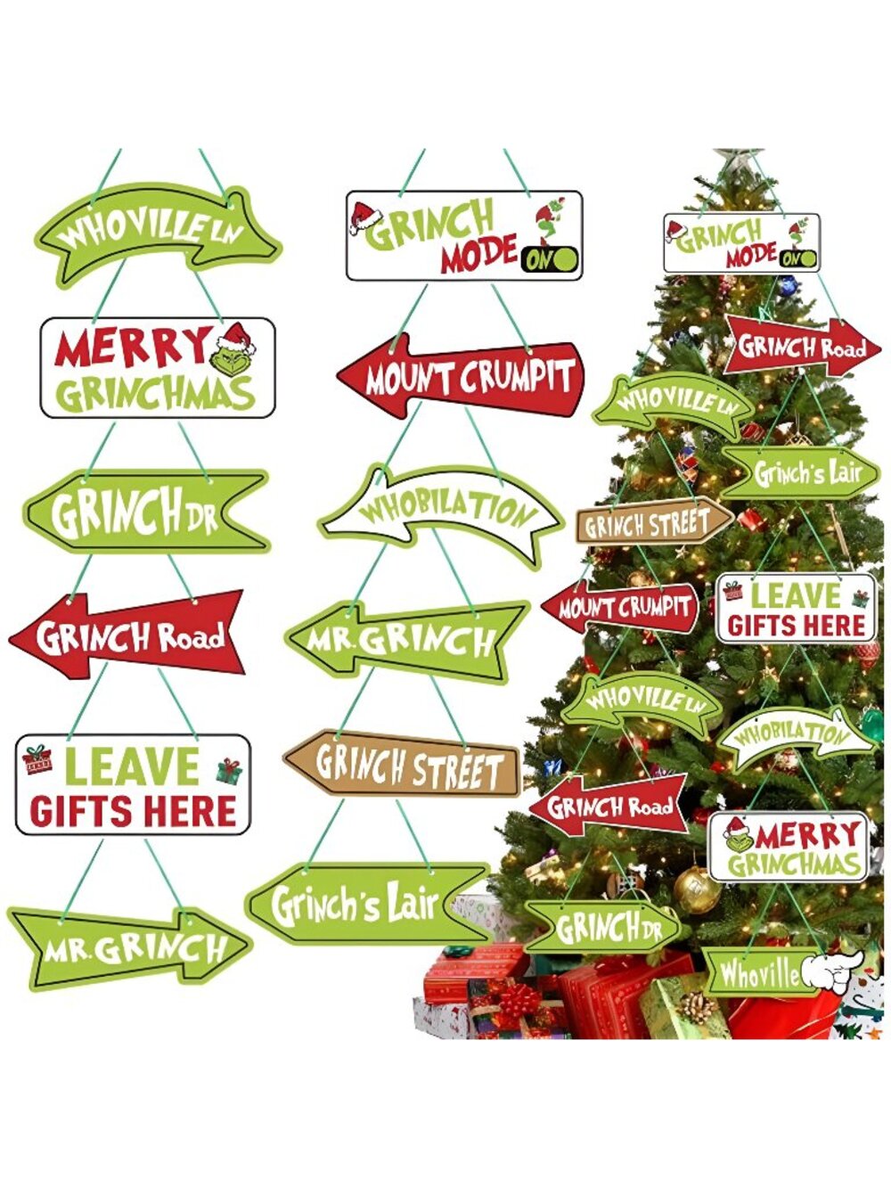 Grinch Christmas Decor Christmas Tree Ornaments Pre-Assembled Double Sided Paper
